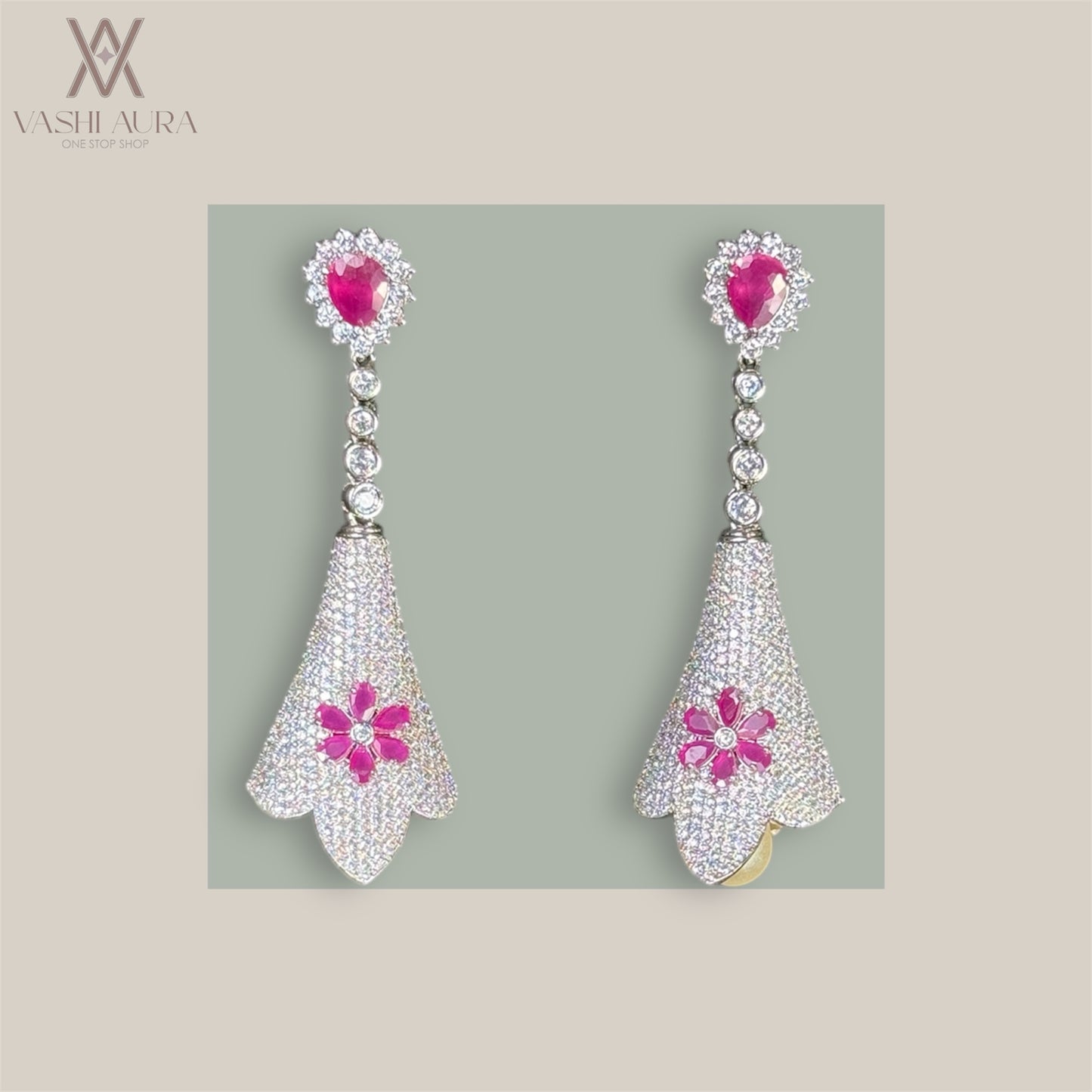 Adorned Funnel-Shaped Long Earrings