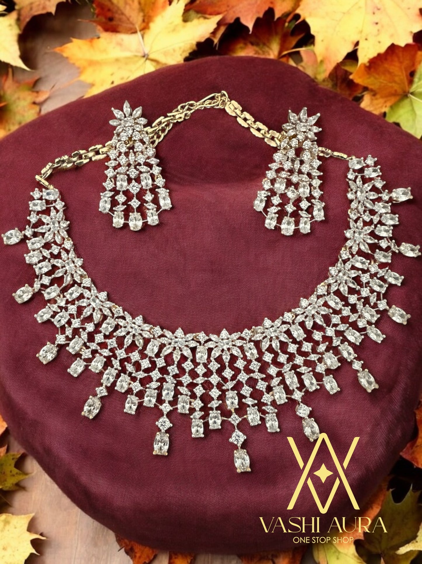 Elegant Neckset with CZ danglers