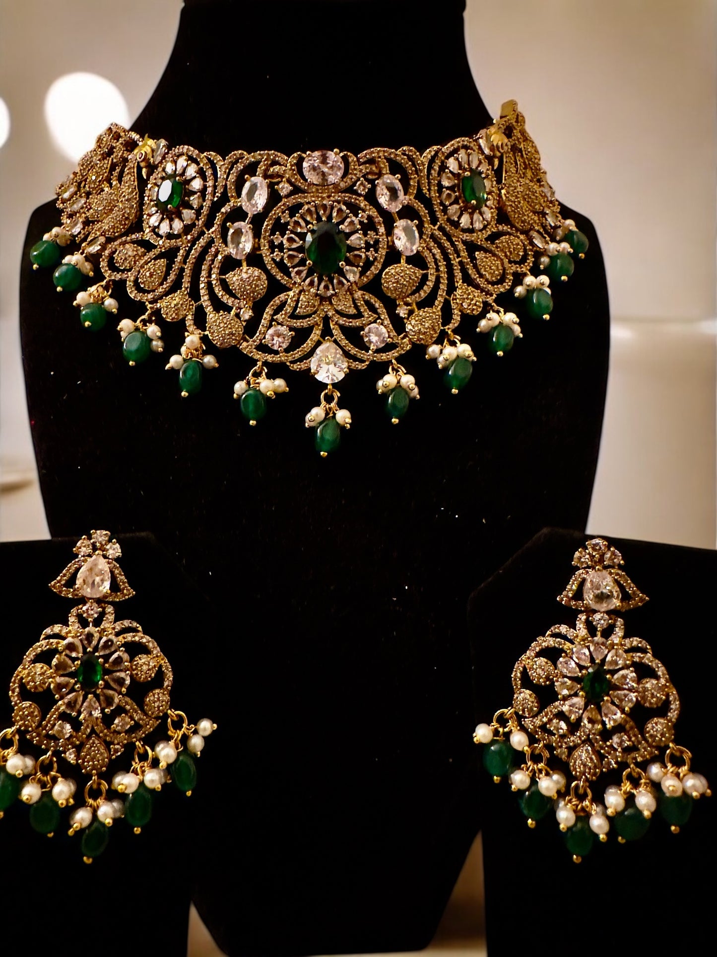 Victorian Mehandi Finish Choker with Ruby Stones