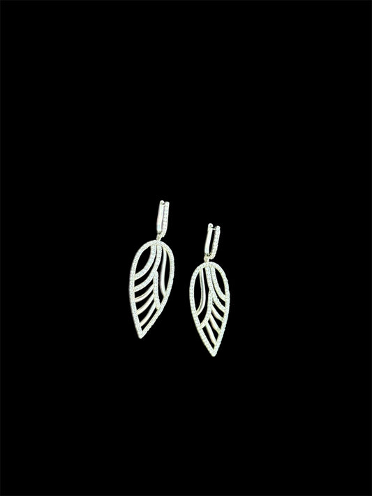 92.5 Sterling Silver Leaf Shaped Earrings