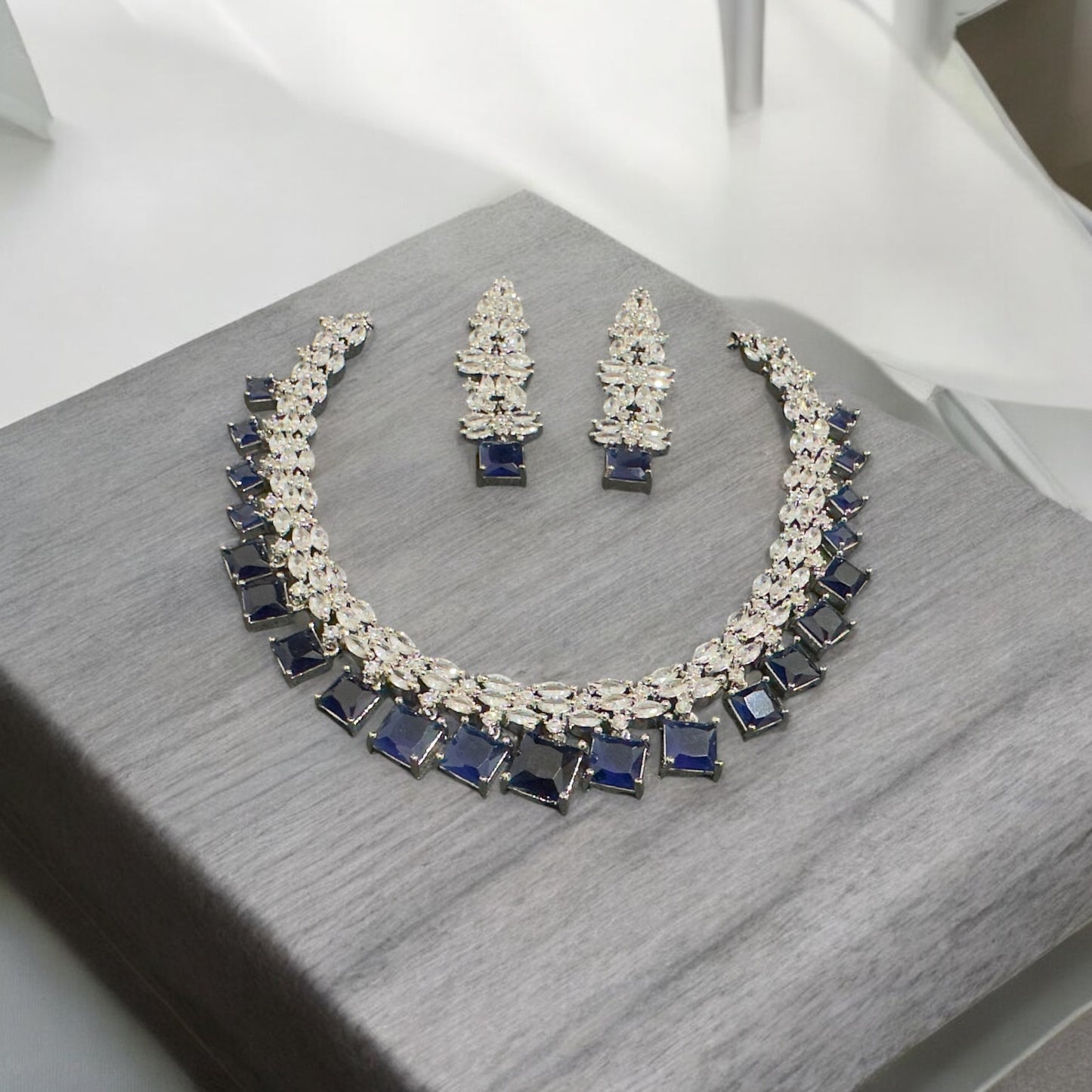 CZ Neckchain with Royal Blue stones