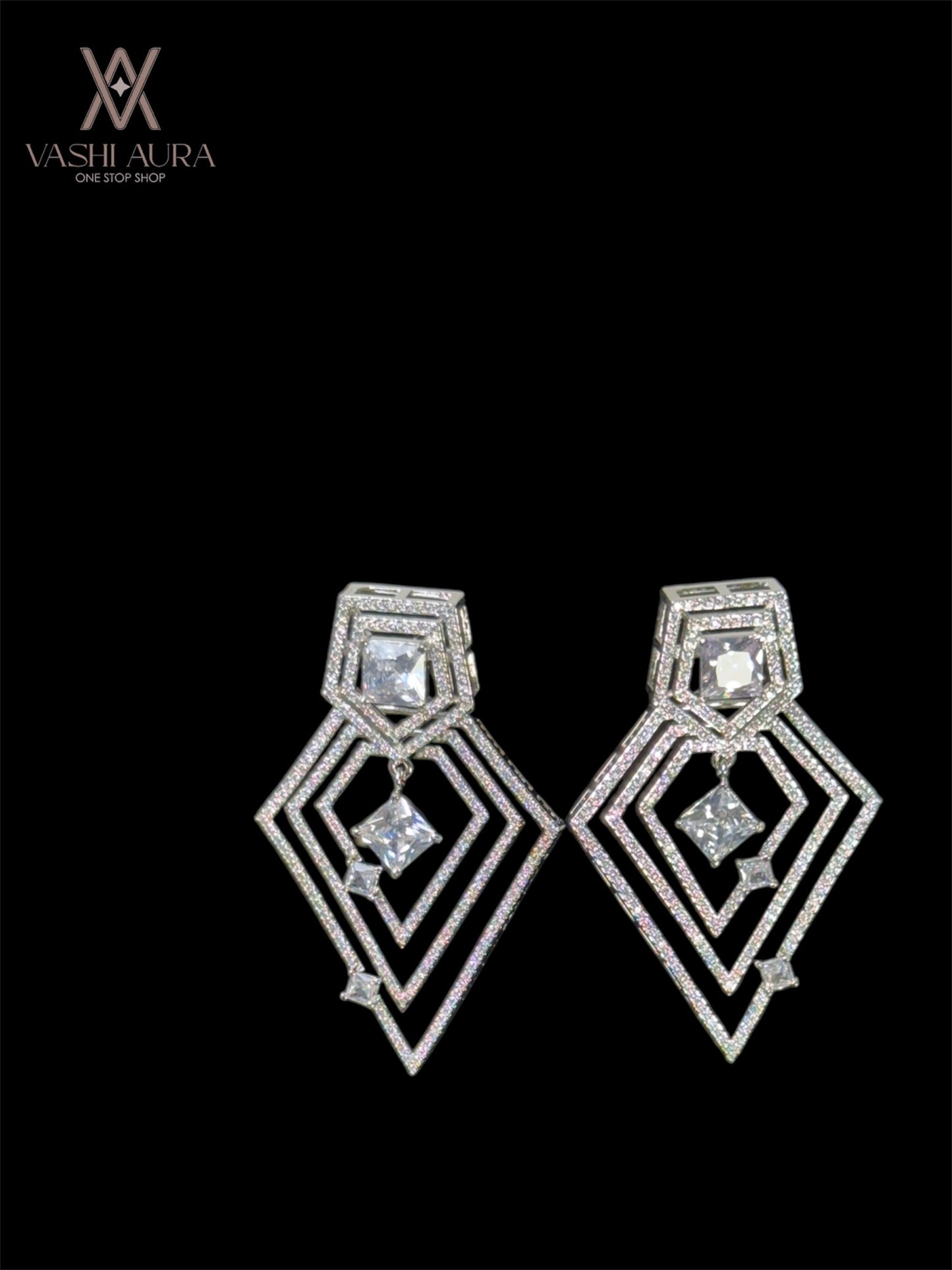 Sleek and Elegant Multi Layer Diamond-shaped Earrings