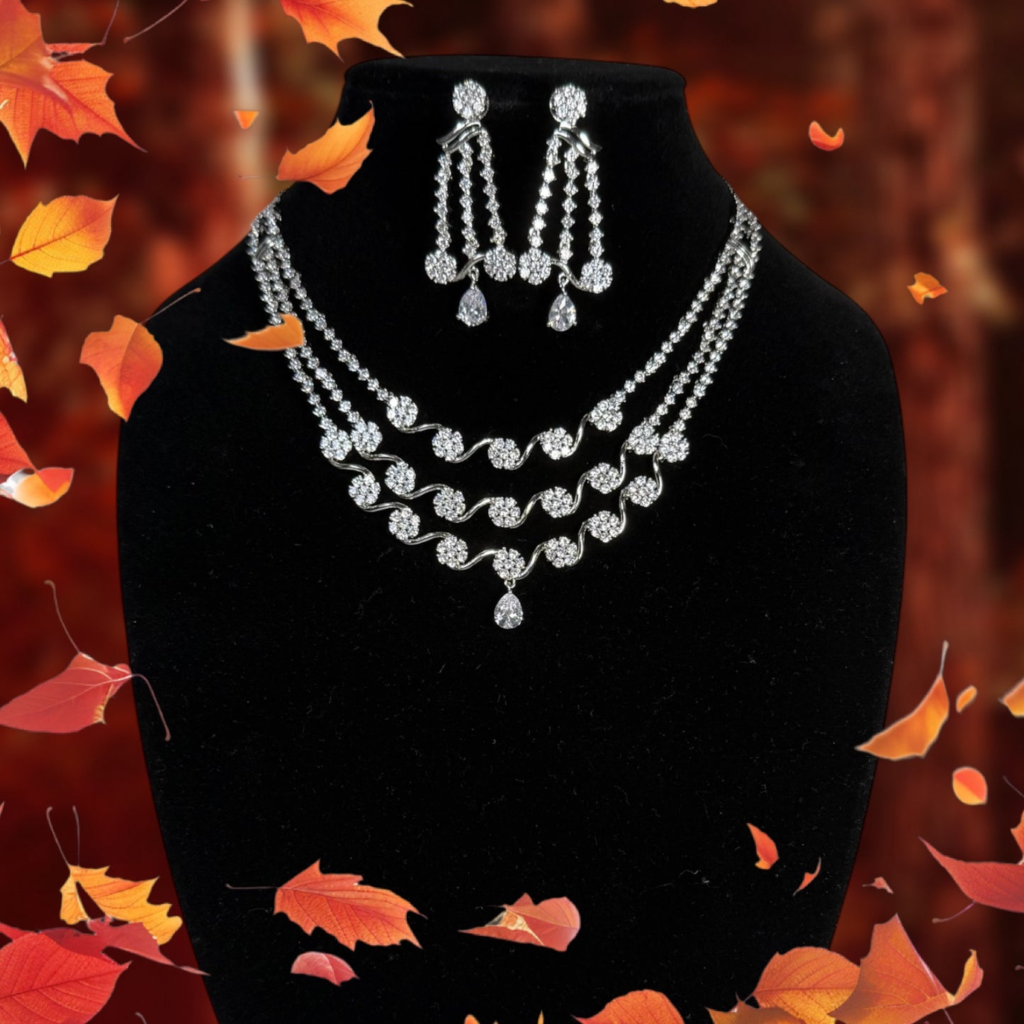 3 layered CZ whitestone neckset