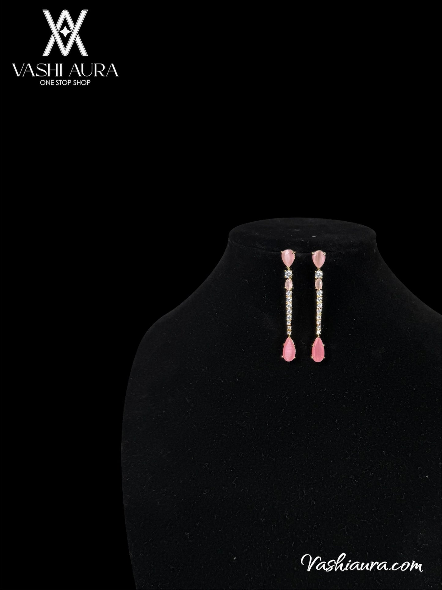 Pastel Pink Stone Danglers