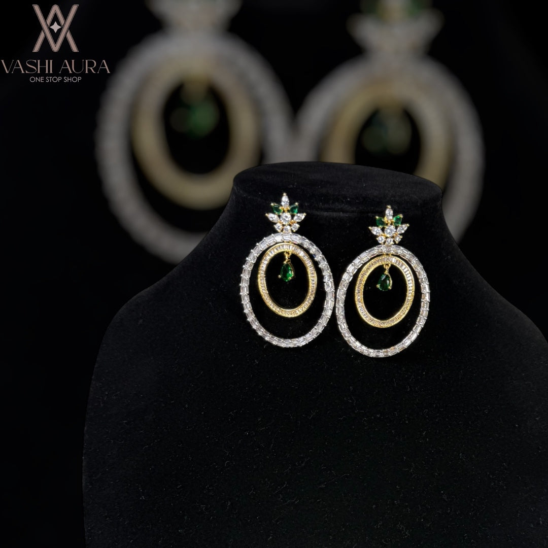 Round Oval Shaped Earrings with two layers of hoops