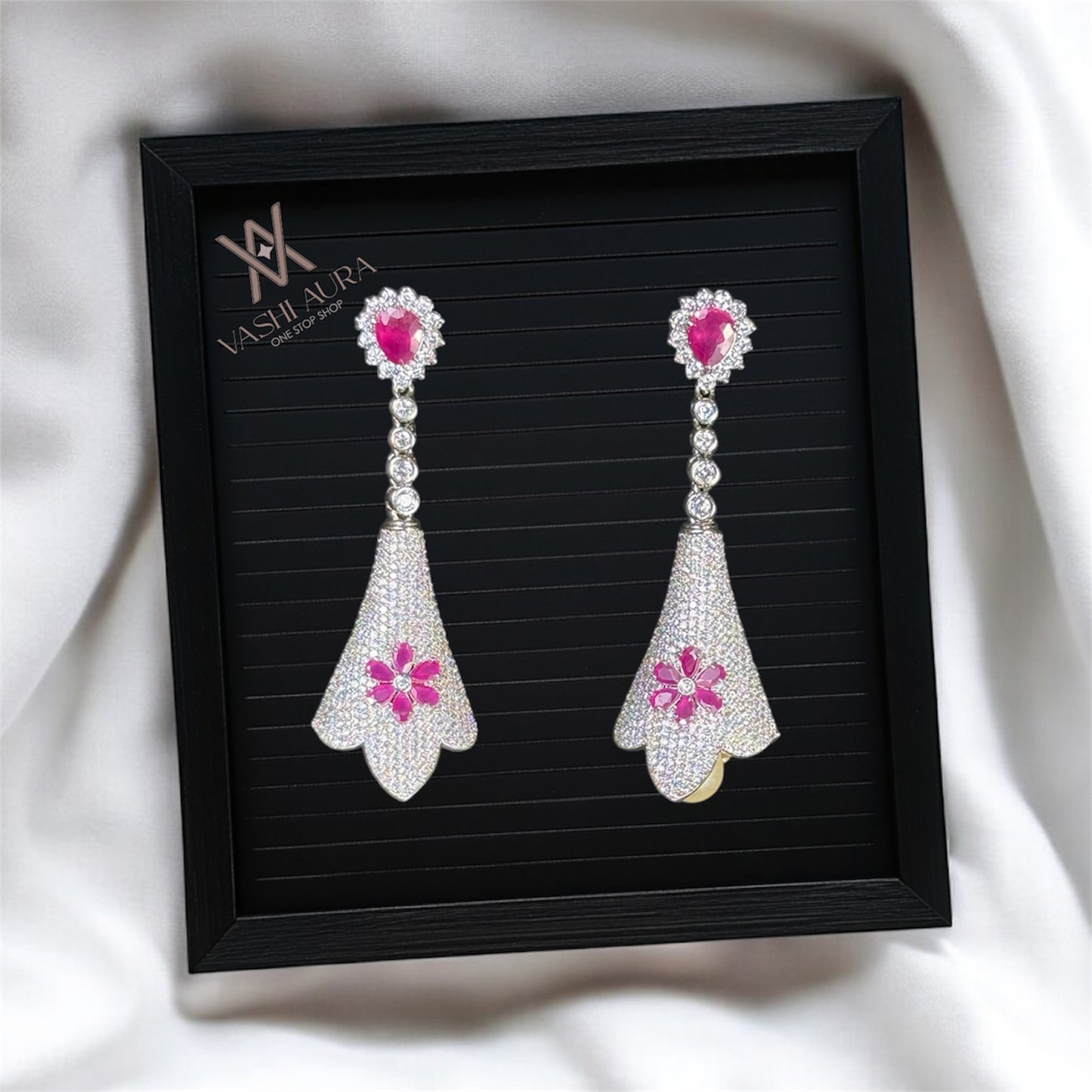 Adorned Funnel-Shaped Long Earrings