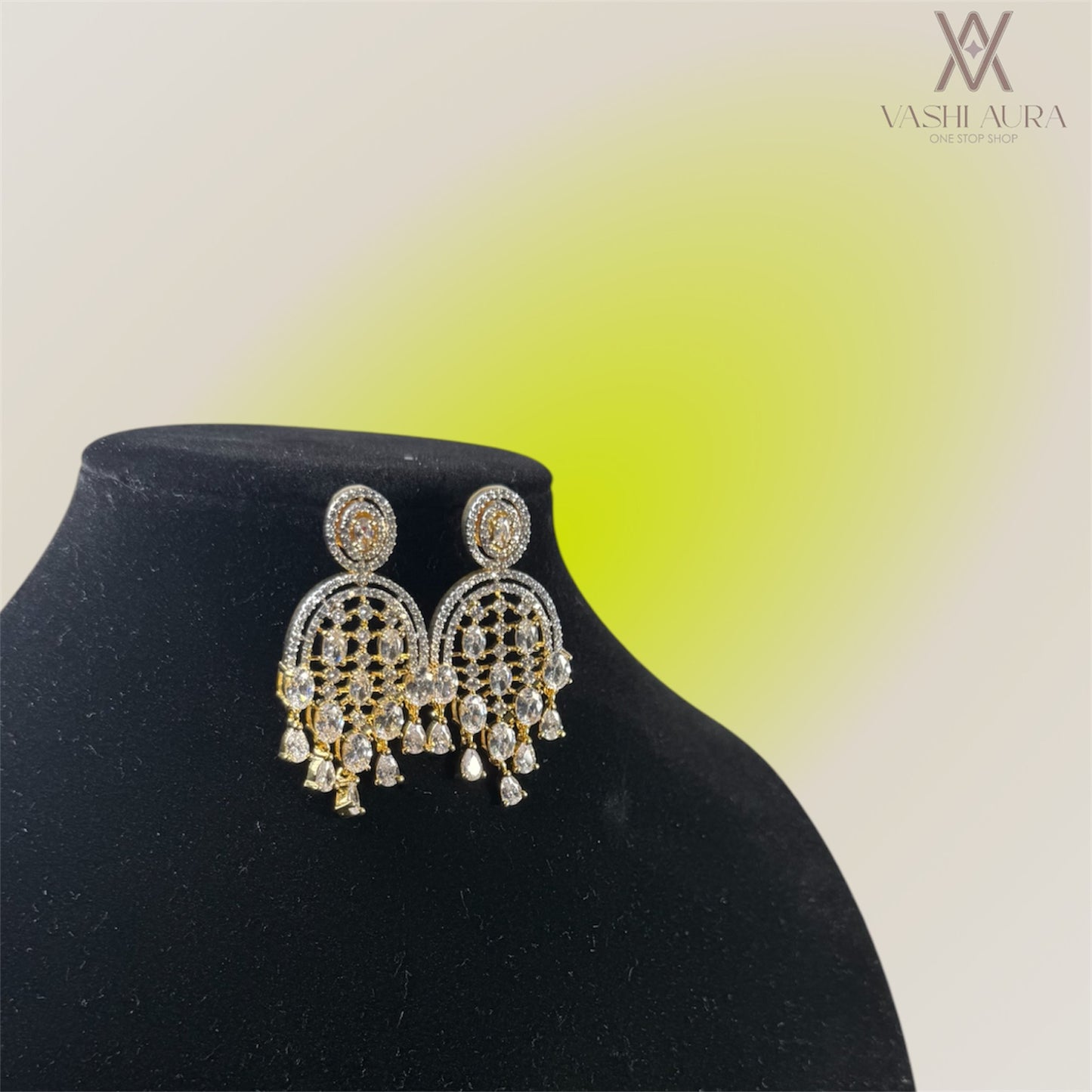 Party Wear Earrings with White CZs in Multiple Shapes