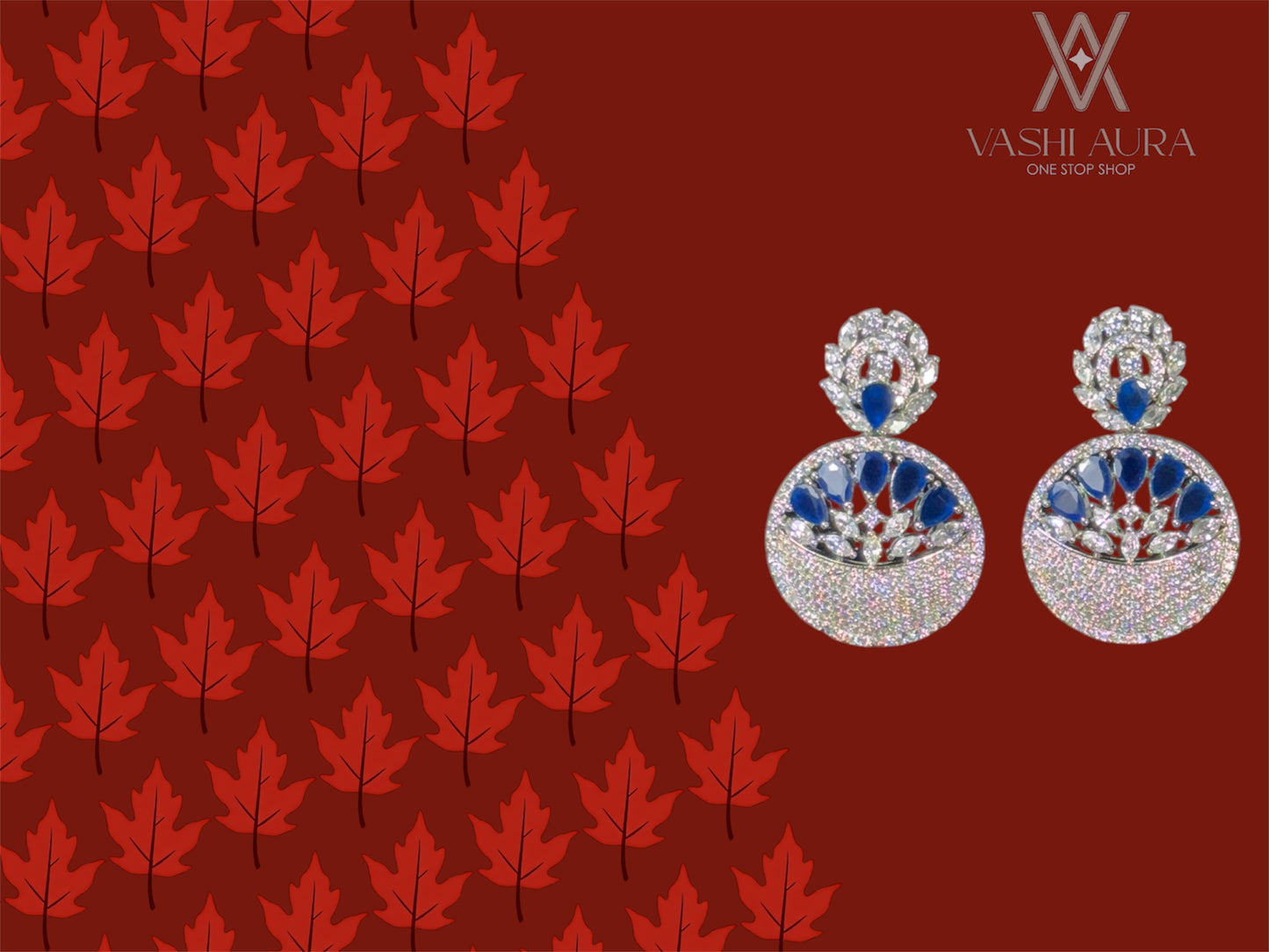 Round Chandbali With Royal Blue CZs