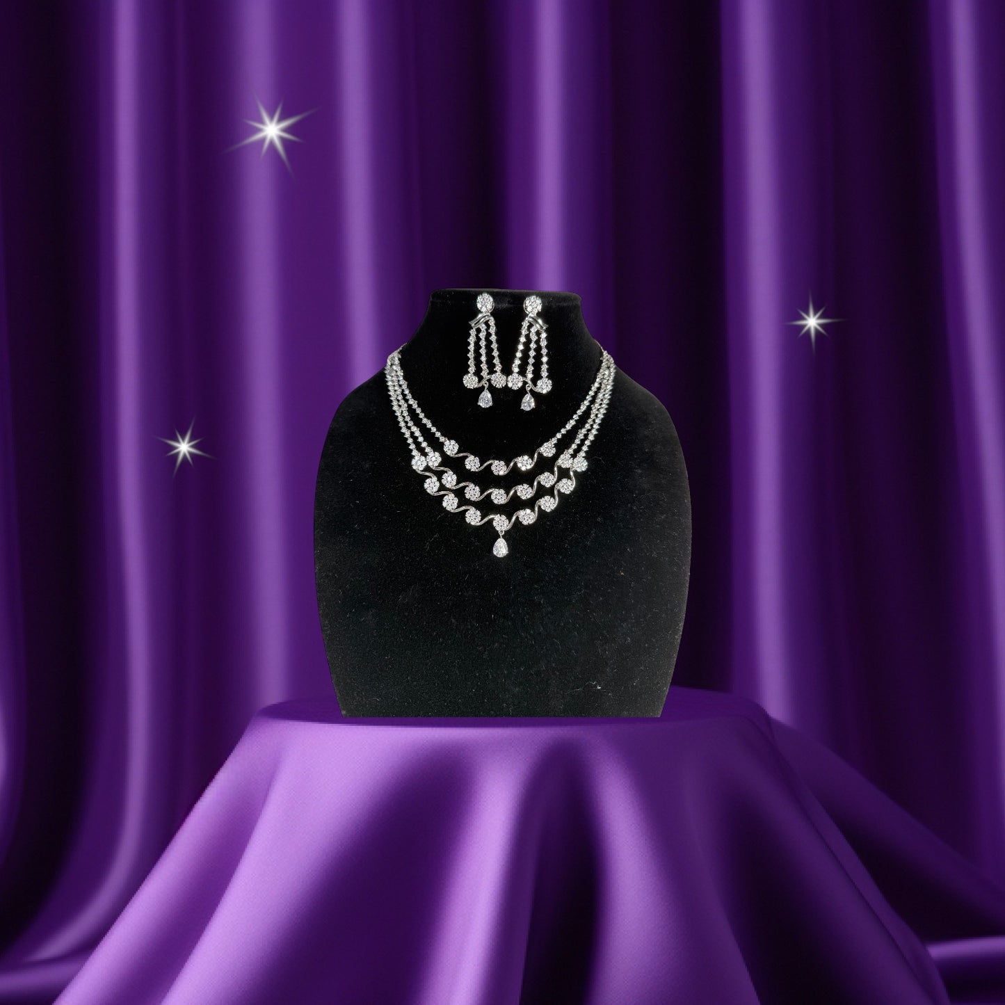 3 layered CZ whitestone neckset