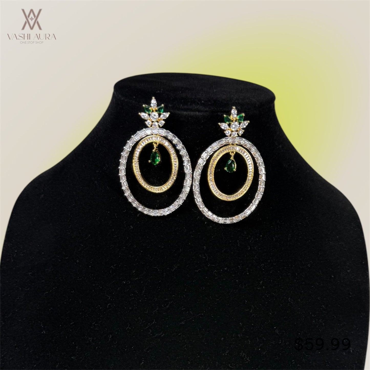 Round Oval Shaped Earrings with two layers of hoops