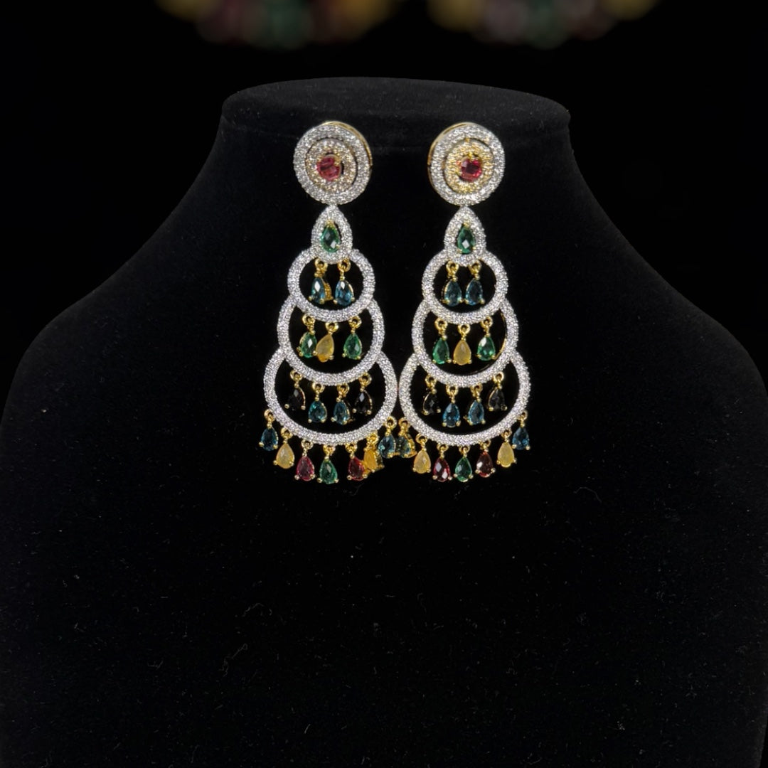 CZ Earrings enhancing the overall sparkle