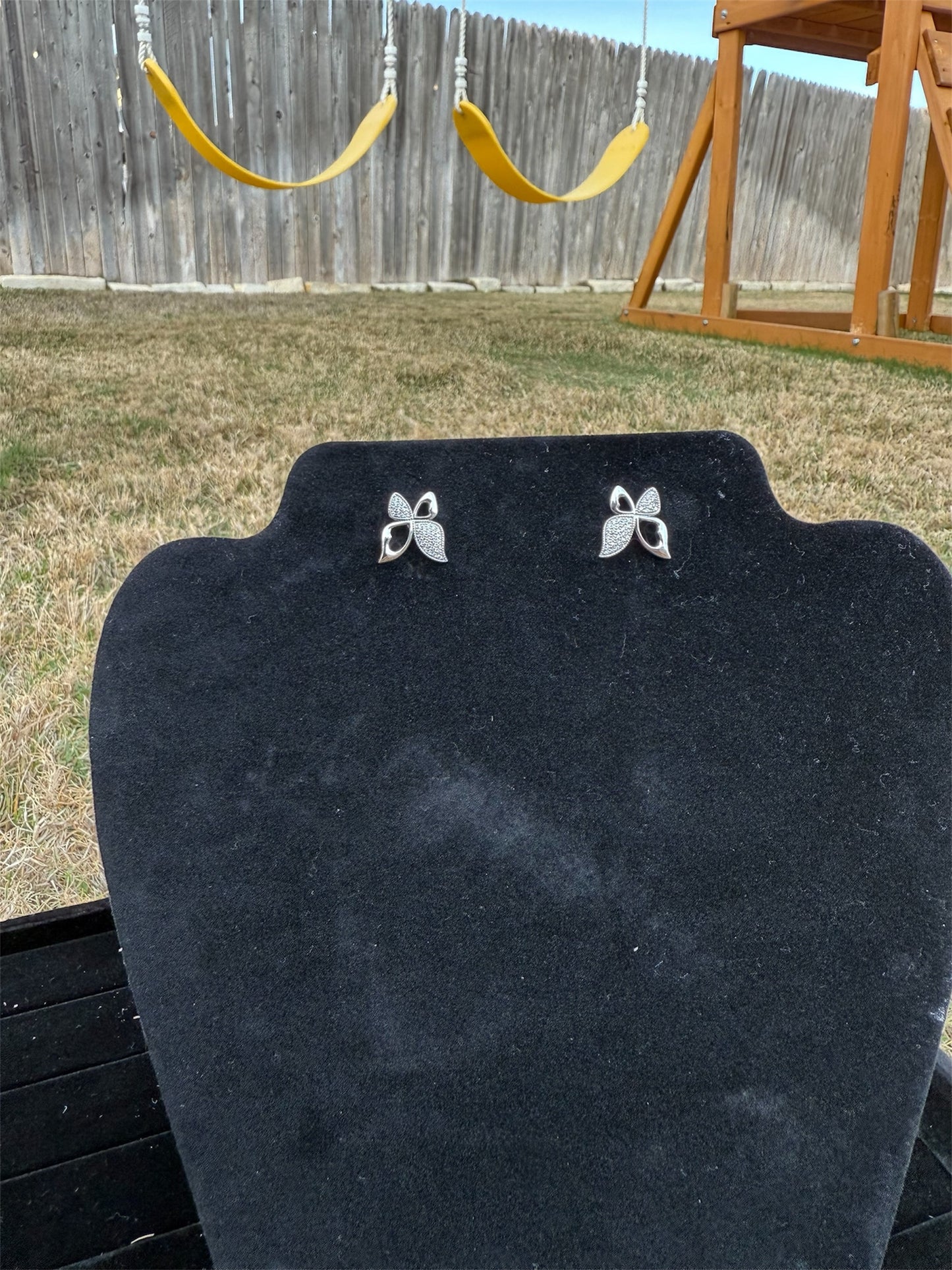 92.5 Sterling Silver Butterfly Stud Earrings