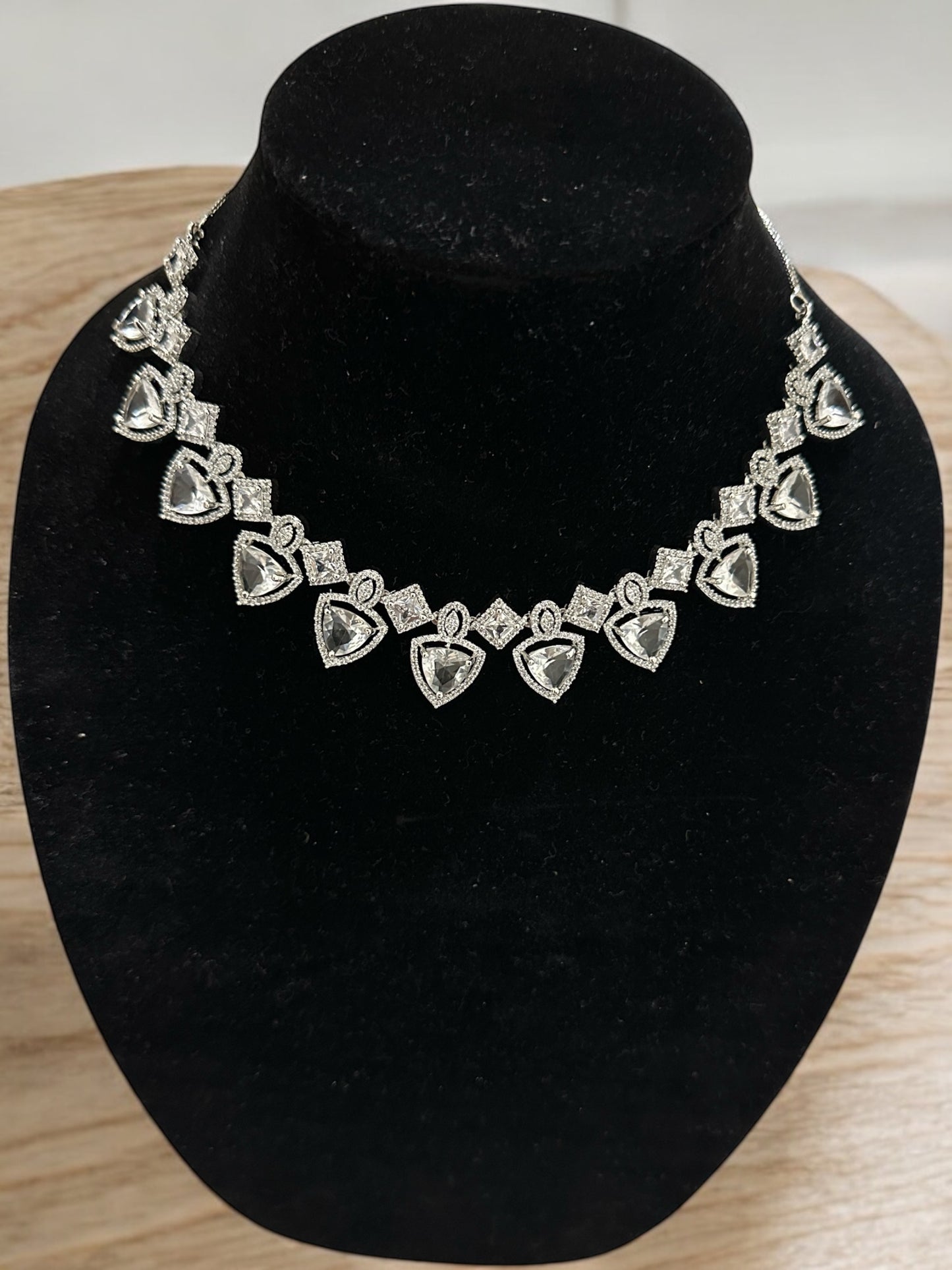 American Diamond Neckset with Triangular Pattern