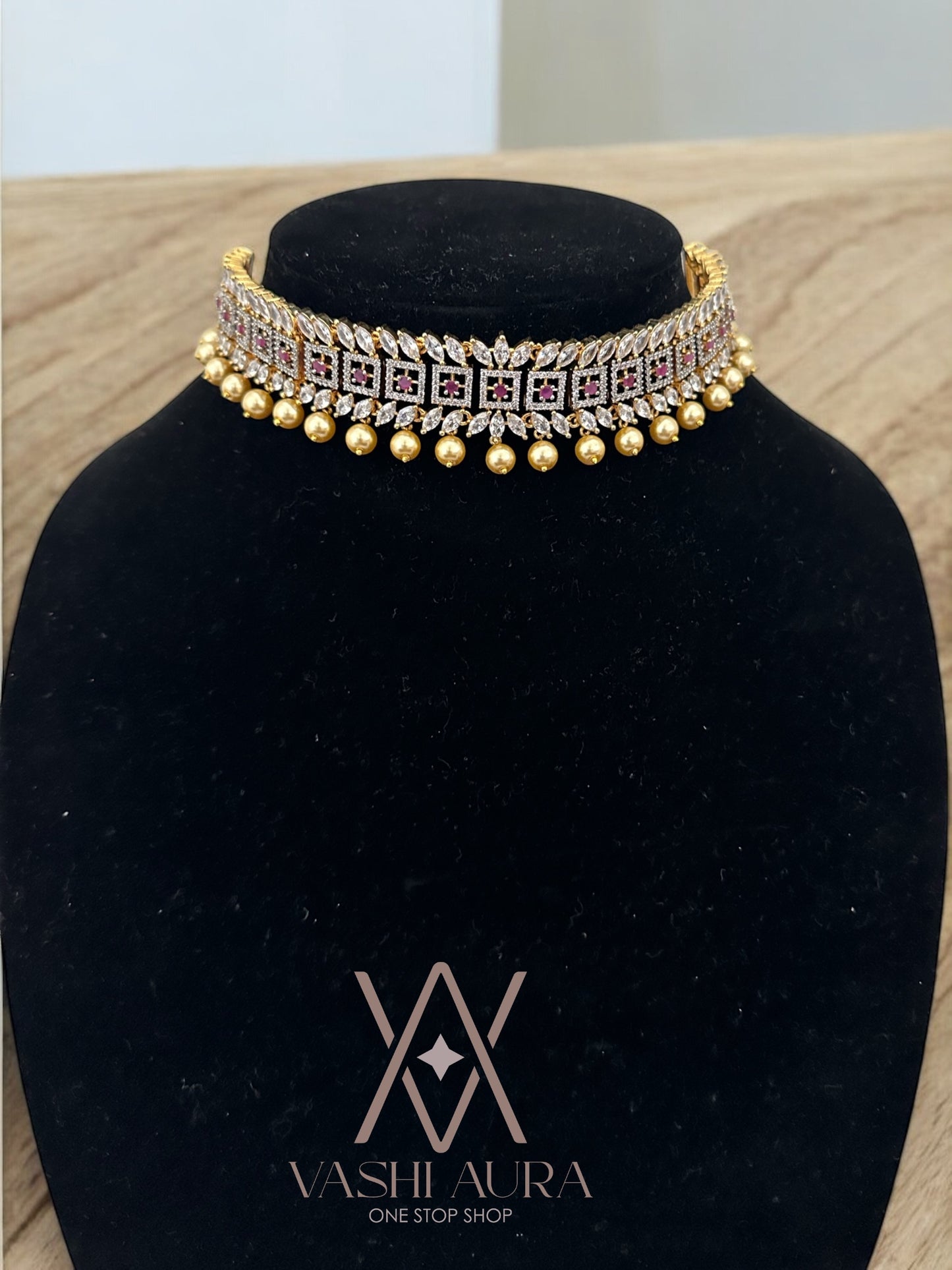 Perfect CZ Choker with Gold Finish