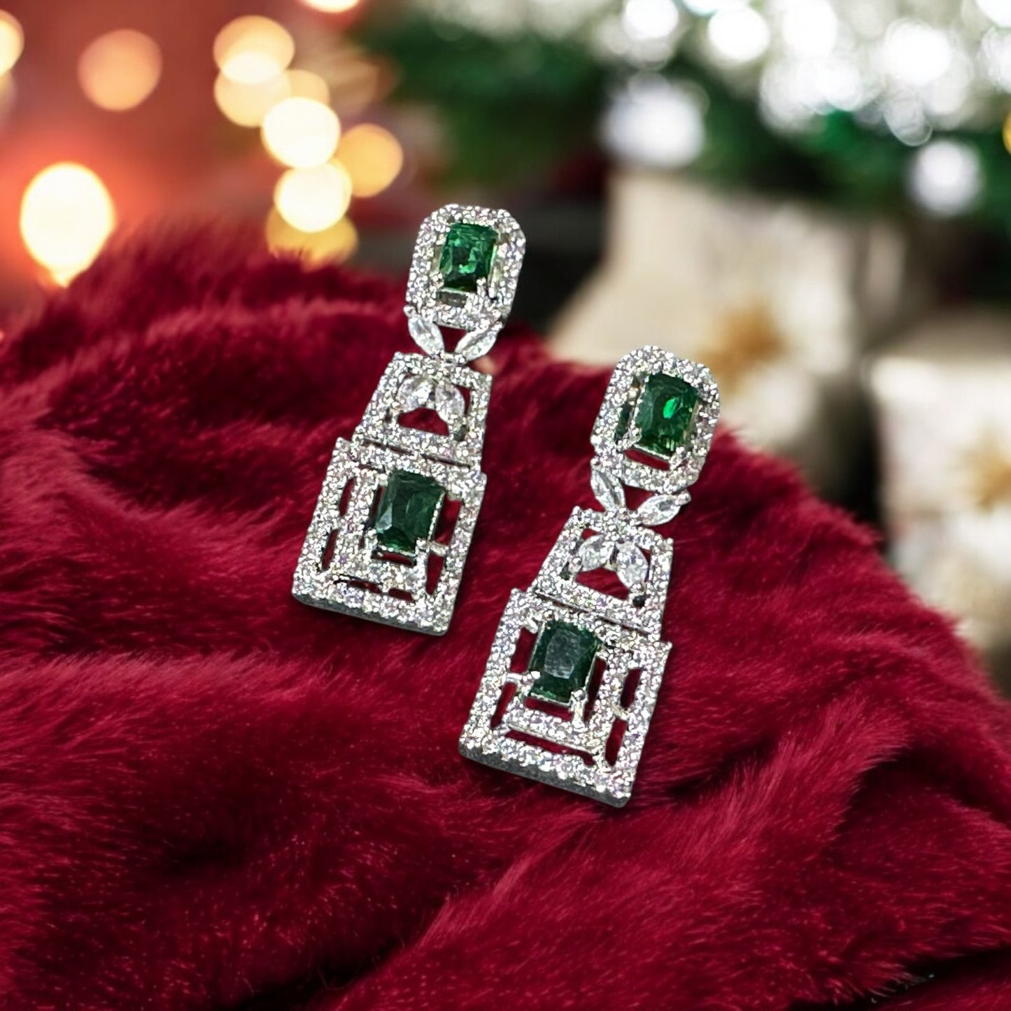 Handcrafted necklace complemented by green stones