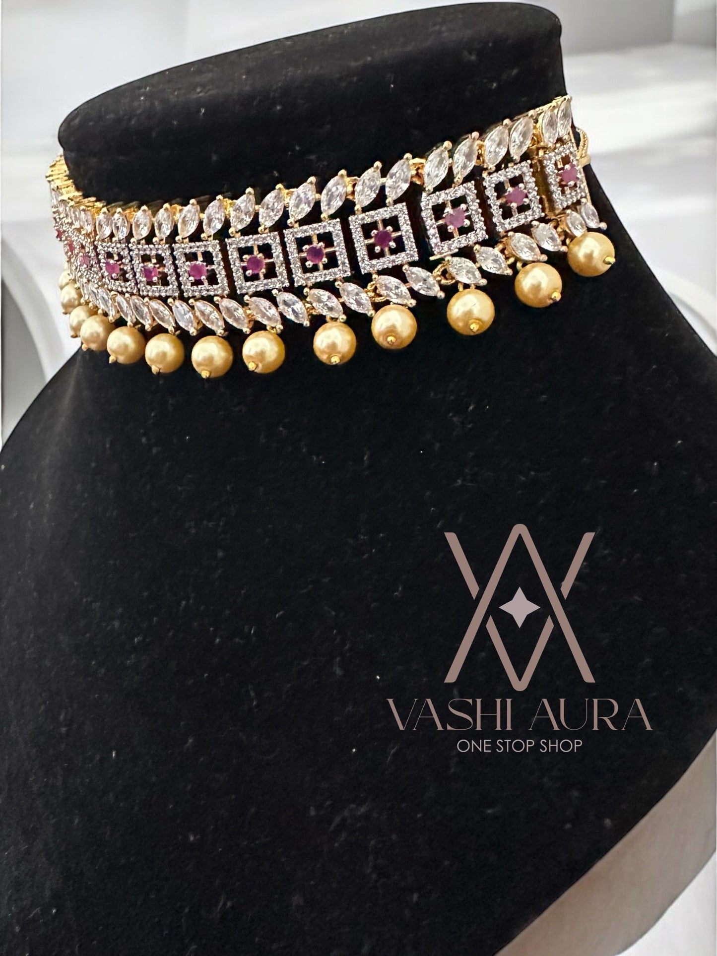 Perfect CZ Choker with Gold Finish