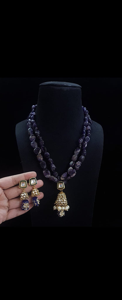 Handcrafted Natural Amethyst Bead Necklace