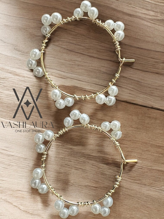 18k Gold Plated Hoop Earrings with pearls