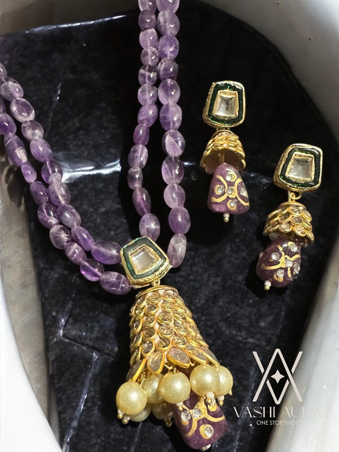 Handcrafted Natural Amethyst Bead Necklace