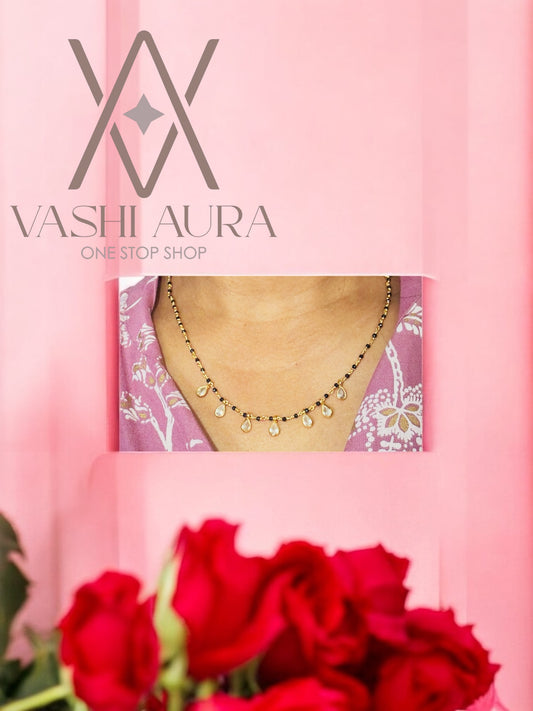 Black Beads chain with small drop hangings
