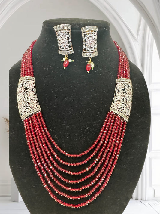 Onyx Beads Long Chain with Side Brouches