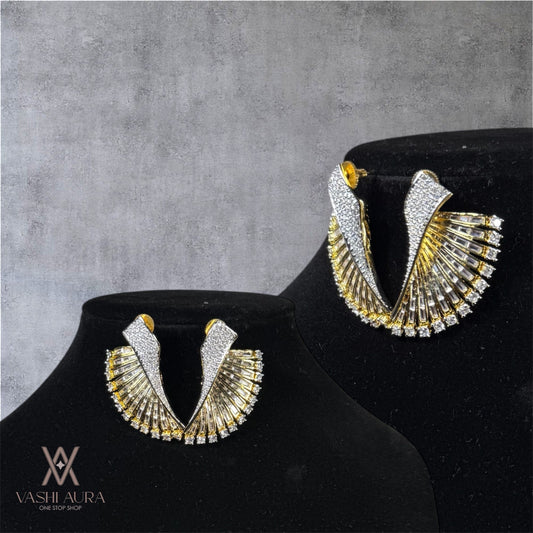 CZ Embellished Semi-Spiral Earrings