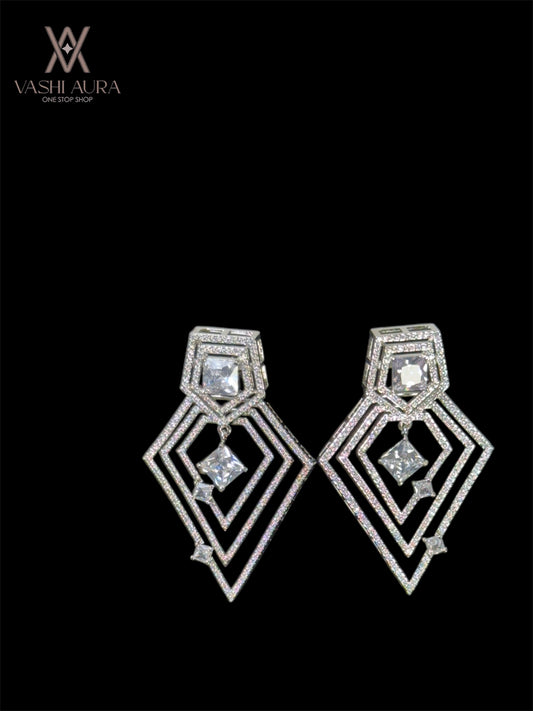 Sleek and Elegant Multi Layer Diamond-shaped Earrings