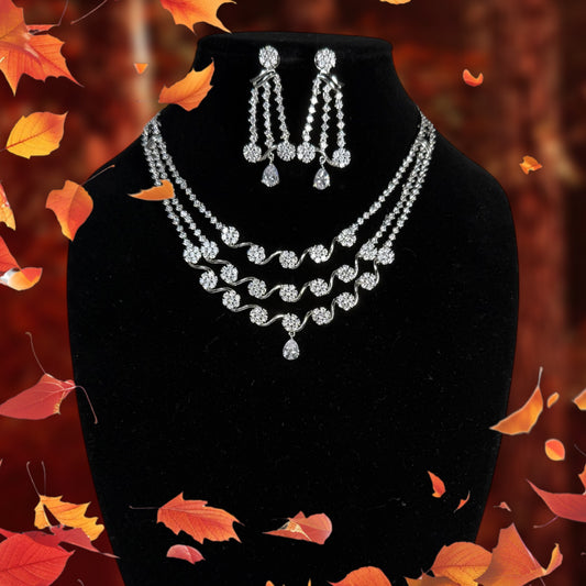 3 layered CZ whitestone neckset
