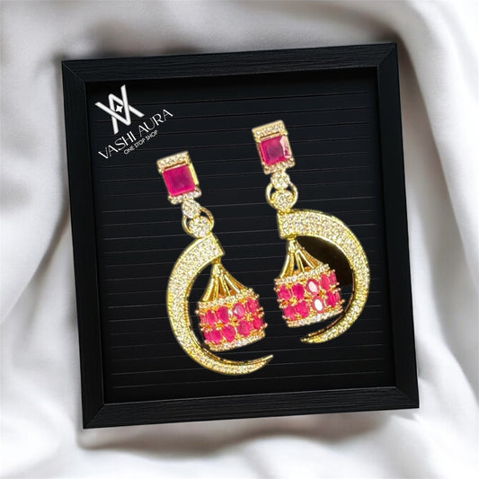 Unique and Stylish Variation of Hanging Jhumka in a Crescent