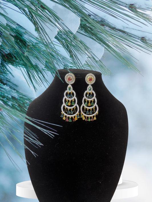 CZ Earrings enhancing the overall sparkle
