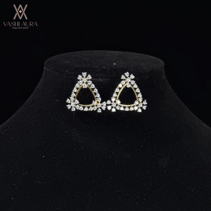 Triangle Shaped Earrings With a Flower On All Corners