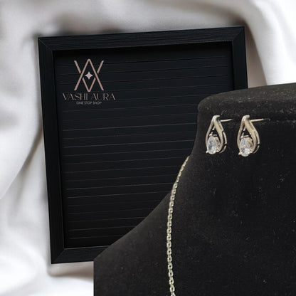 92.5 Sterling Silver Drop Shaped Pendant with CZ.