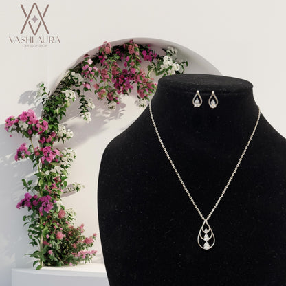 92.5 Sterling Silver Drop Shaped Pendant with CZ.
