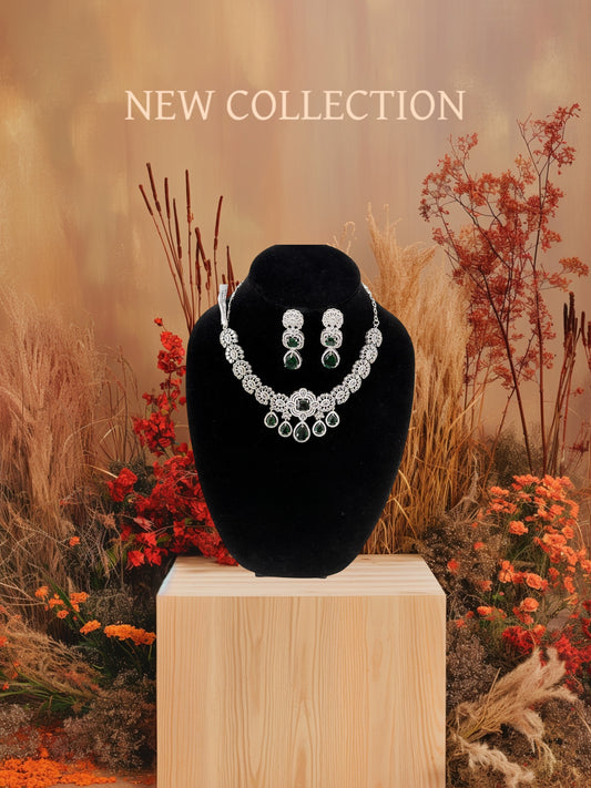 Diamond Replica Neckset with drop pattern stones
