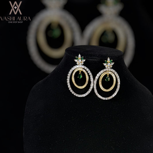 Round Oval Shaped  Earrings with two layers of hoops