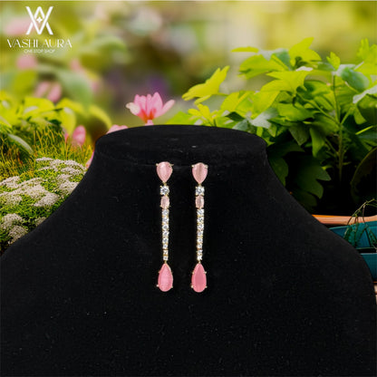 Pastel Pink Stone Danglers