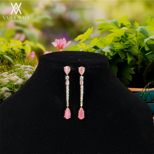 Pastel Pink Stone Danglers