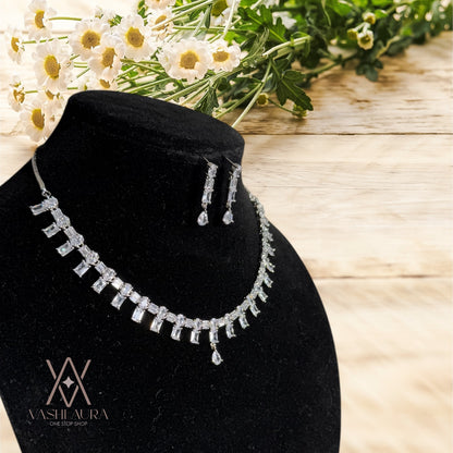 Single Layered CZ neckset with square dazzlings