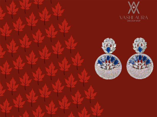 Round Chandbali With Royal Blue CZs