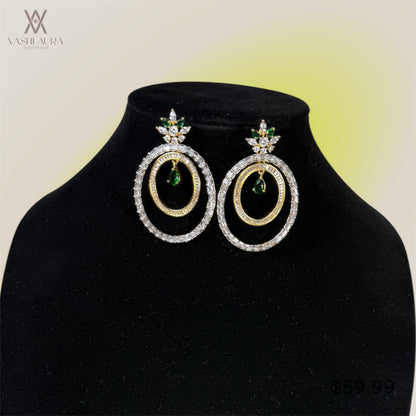 Round Oval Shaped  Earrings with two layers of hoops