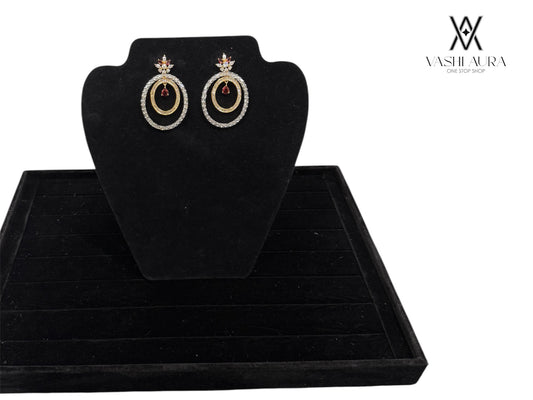 Round Oval Shaped Earrings with dual layer of hoops