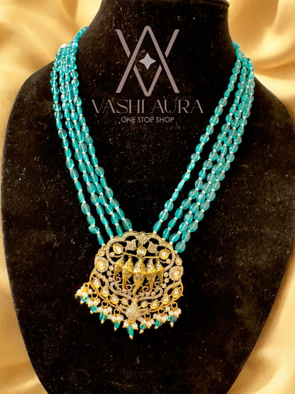 Ganesh Motive Pendant with Oval Czech Glass Beads