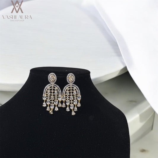 Party Wear Earrings with White CZs in Multiple Shapes