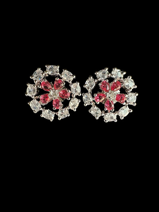 Cubic Zirconia Party Wear Flower Studs
