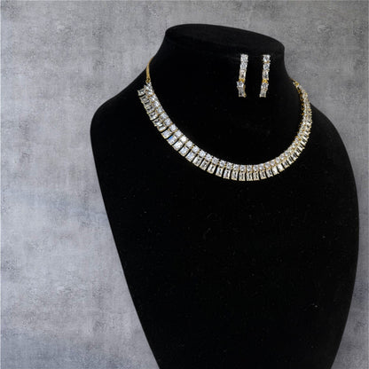 Gold Finished CZ Necklace with White CZ
